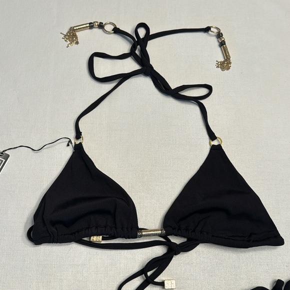 NWT Paul & Rade Black Bikini with Gold Tassels - Picture 4 of 6
